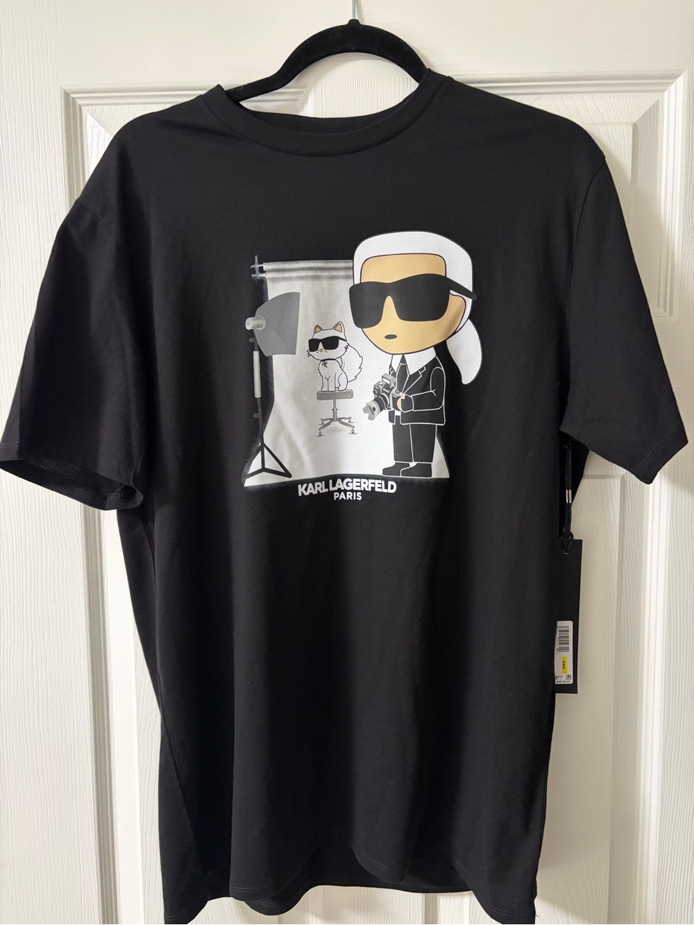 Karl Lagerfeld Black Graphic Photographer Cartoon Tee